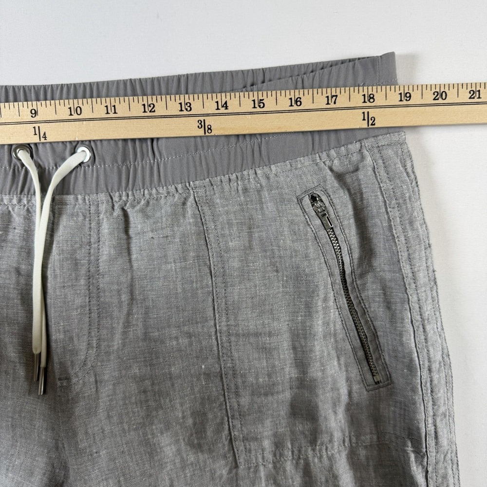 Athleta Women Cabo 100% Linen Jogger Pants Sz 16 Gray Drawstring Resort Coastal - Picture 9 of 11